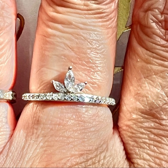 Jewelry - Sunrise Marquise Clear Crystal CZ Pave S925 Sterling Silver Ring Size 6